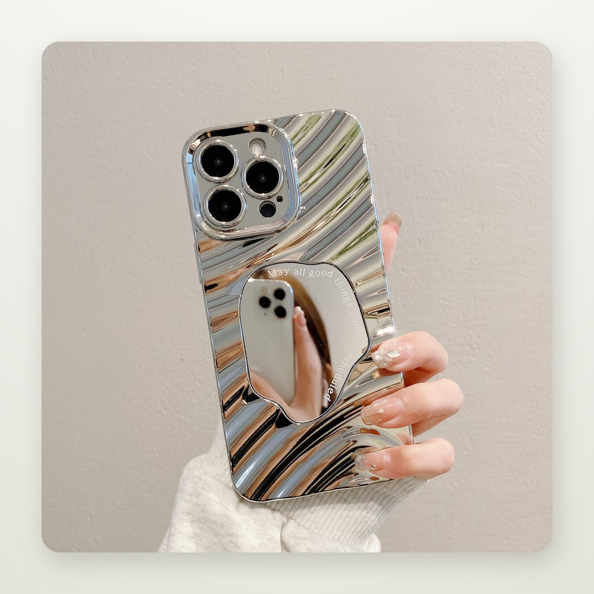 Silver Ripple Mirror Case for iPhone 11–16