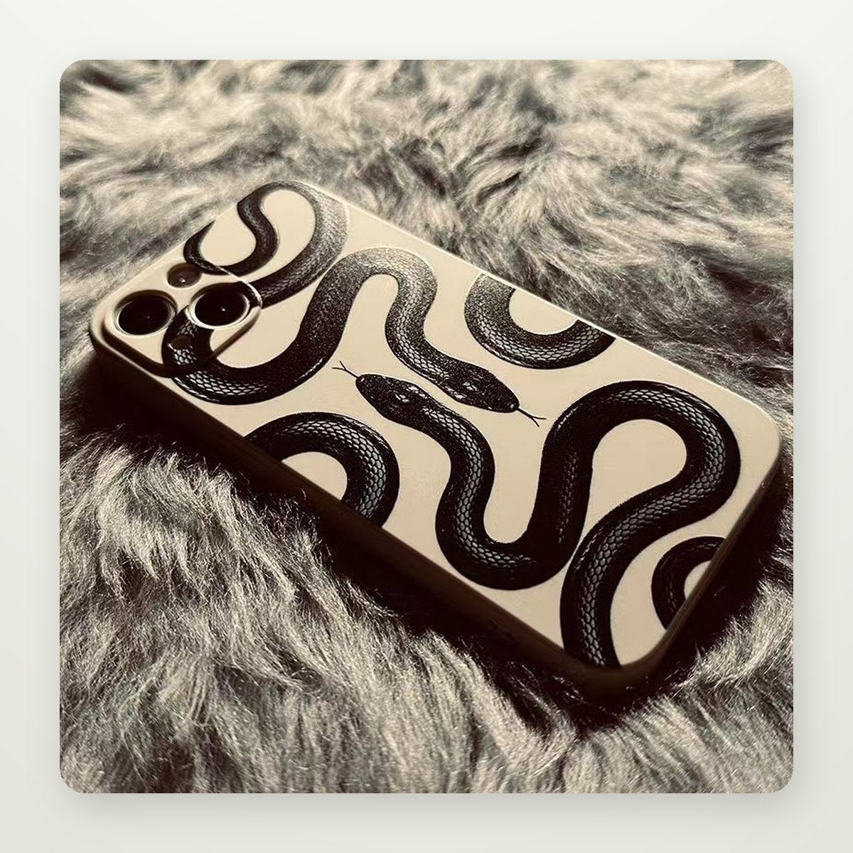 Black Snake Oil-Painting Silicone Case for iPhone 11–16