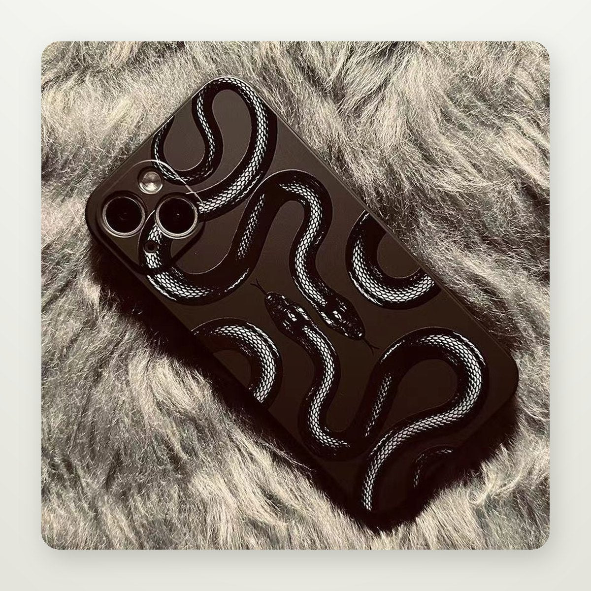 Black Snake Oil-Painting Silicone Case for iPhone 11–16