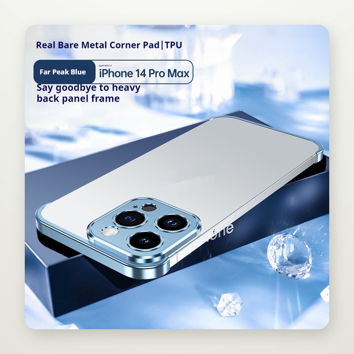 Metal Corner Frameless Bumper Case for iPhone 11–16