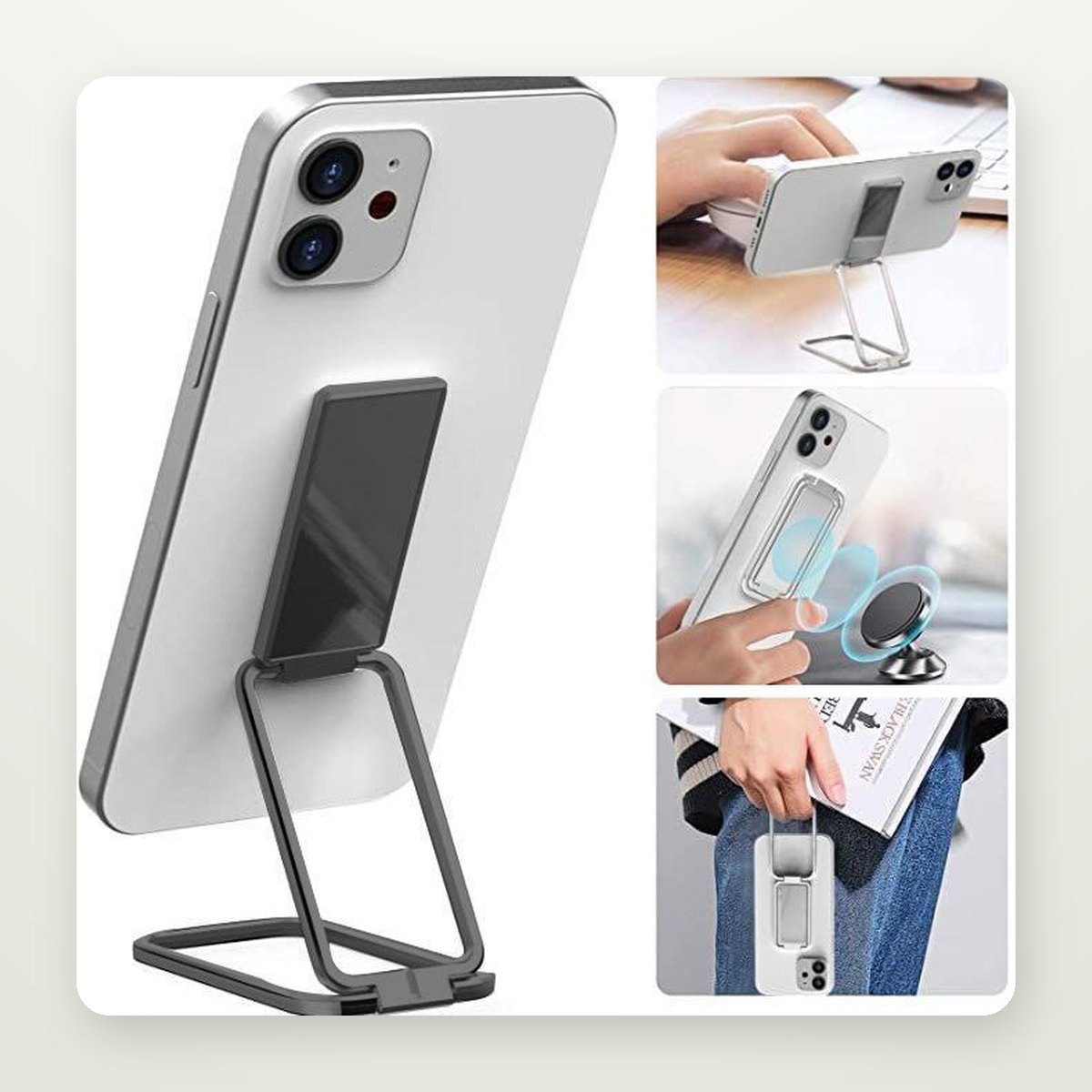 Fold-Flat Metal Ring Stand for Phones