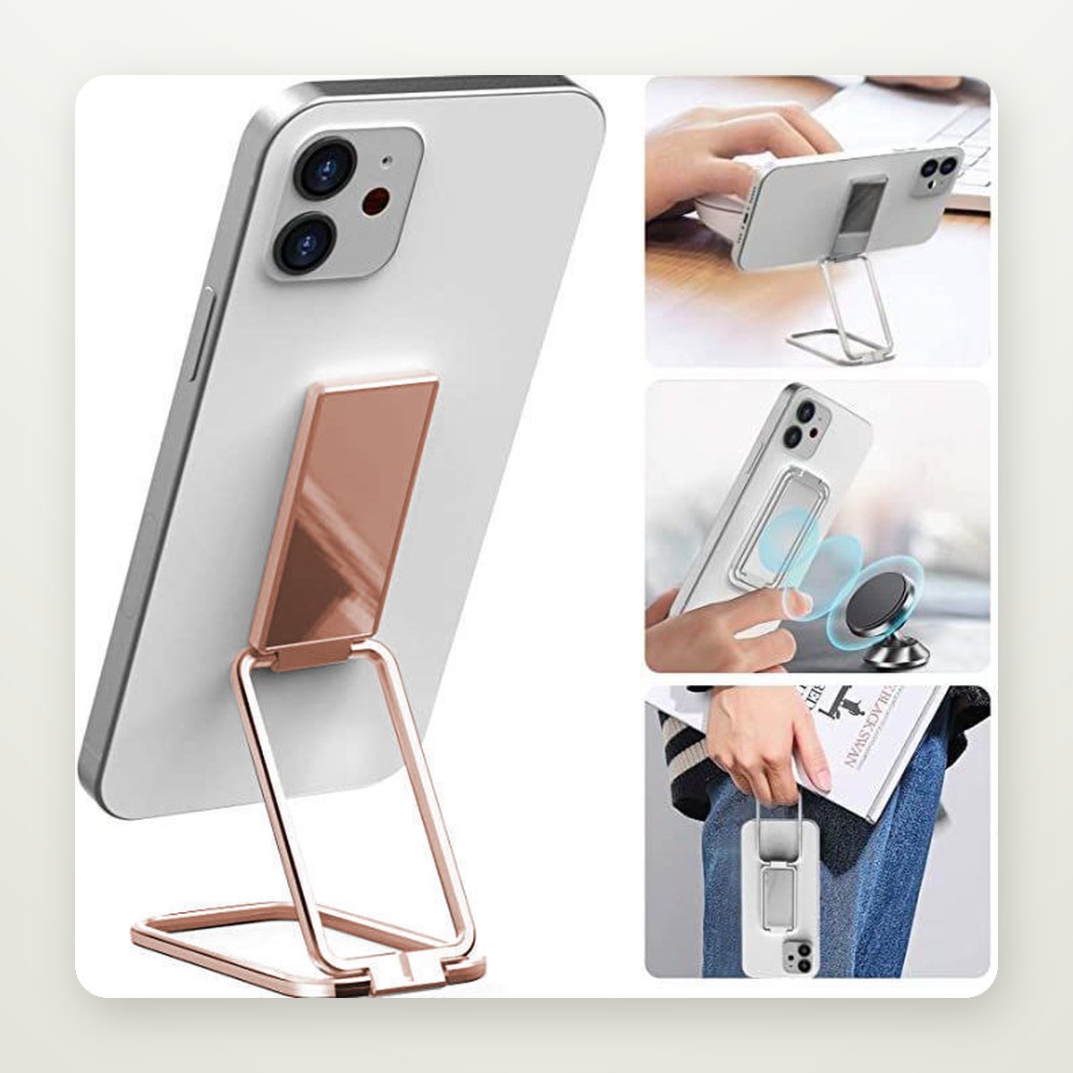 Fold-Flat Metal Ring Stand for Phones