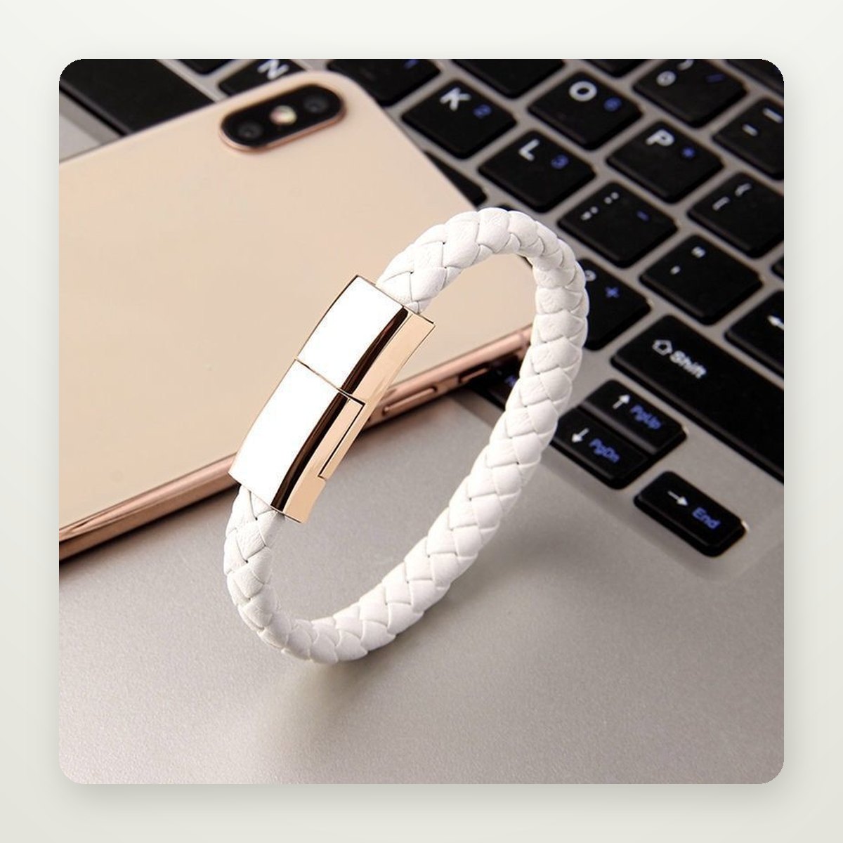Braided Leather Bracelet Charging Cable
