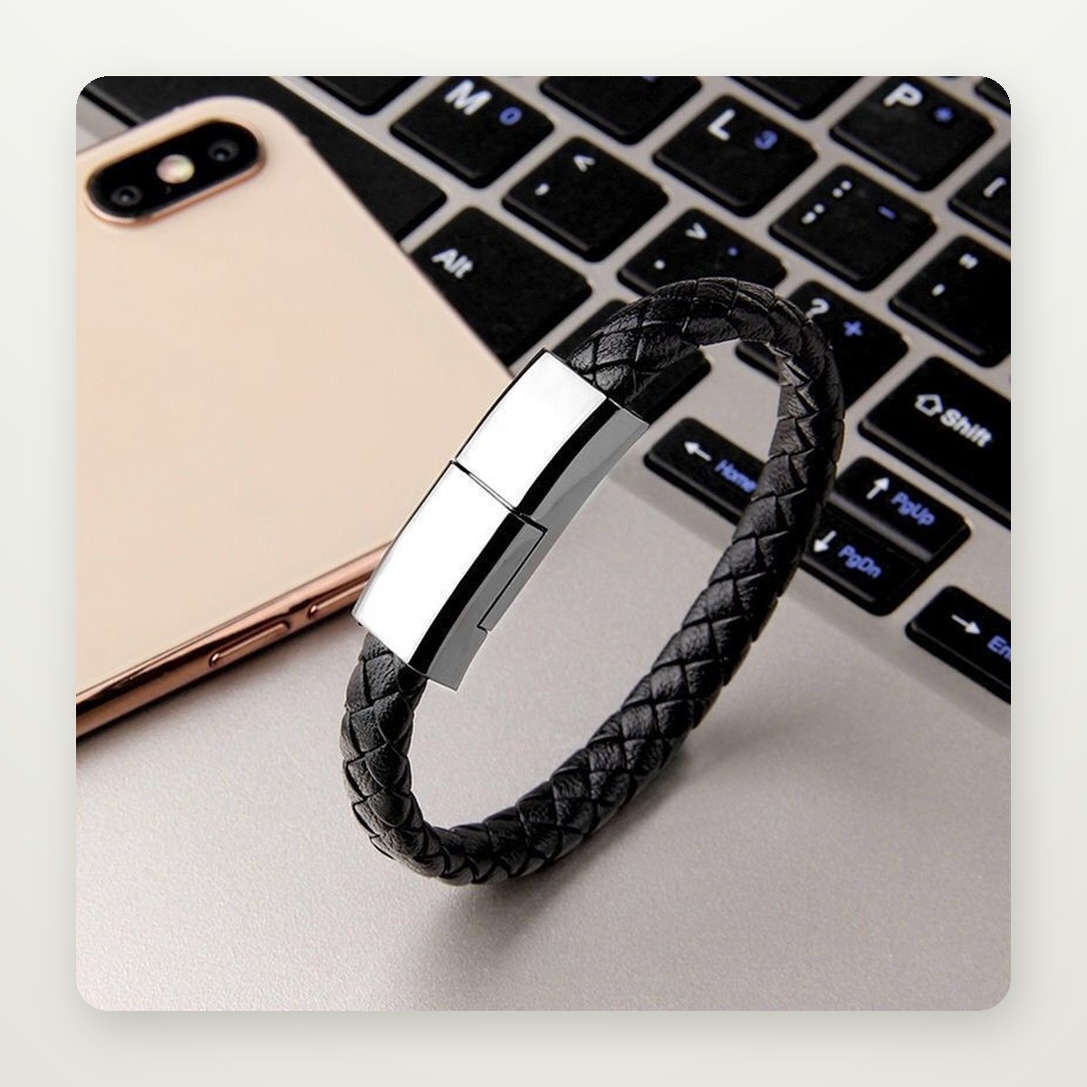 Braided Leather Bracelet Charging Cable