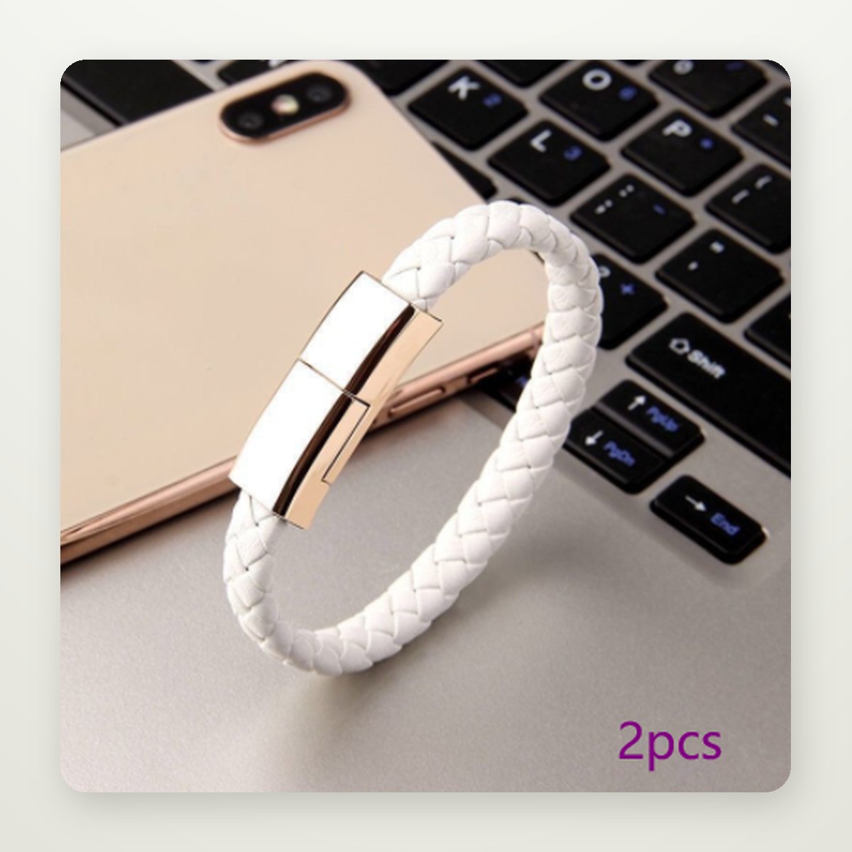 Braided Leather Bracelet Charging Cable