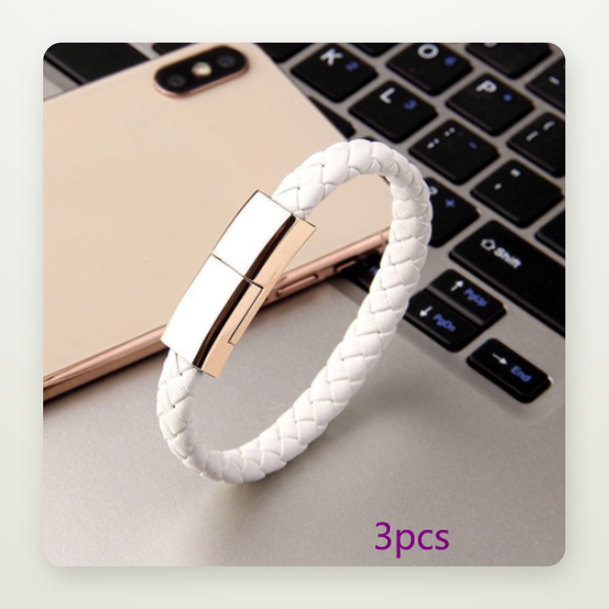 Braided Leather Bracelet Charging Cable