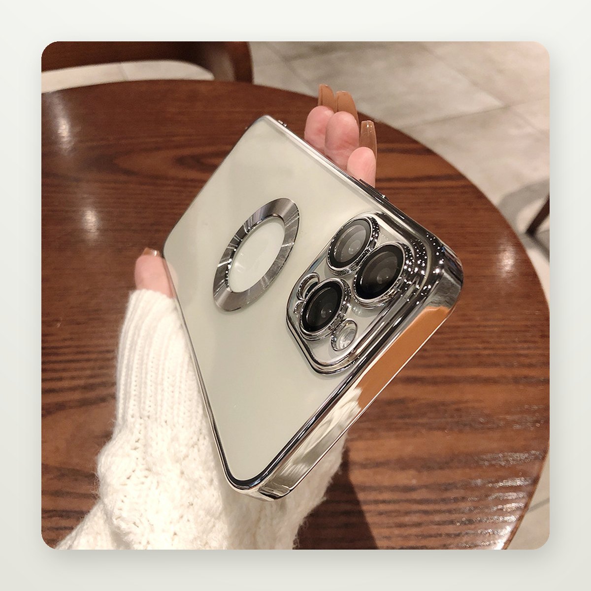 Clear Plated Case with Built-In Lens Guard for iPhone 11–15