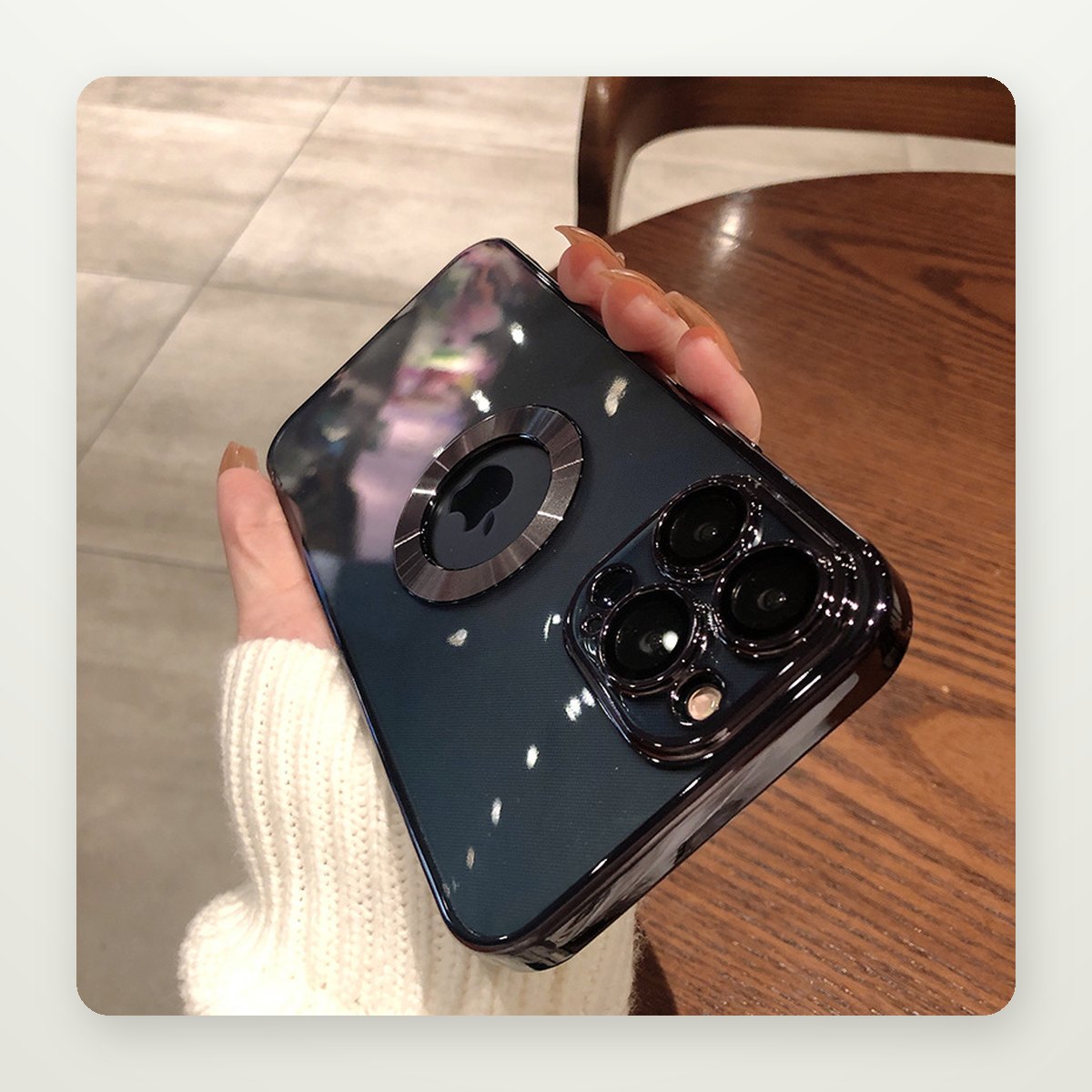 Clear Plated Case with Built-In Lens Guard for iPhone 11–15