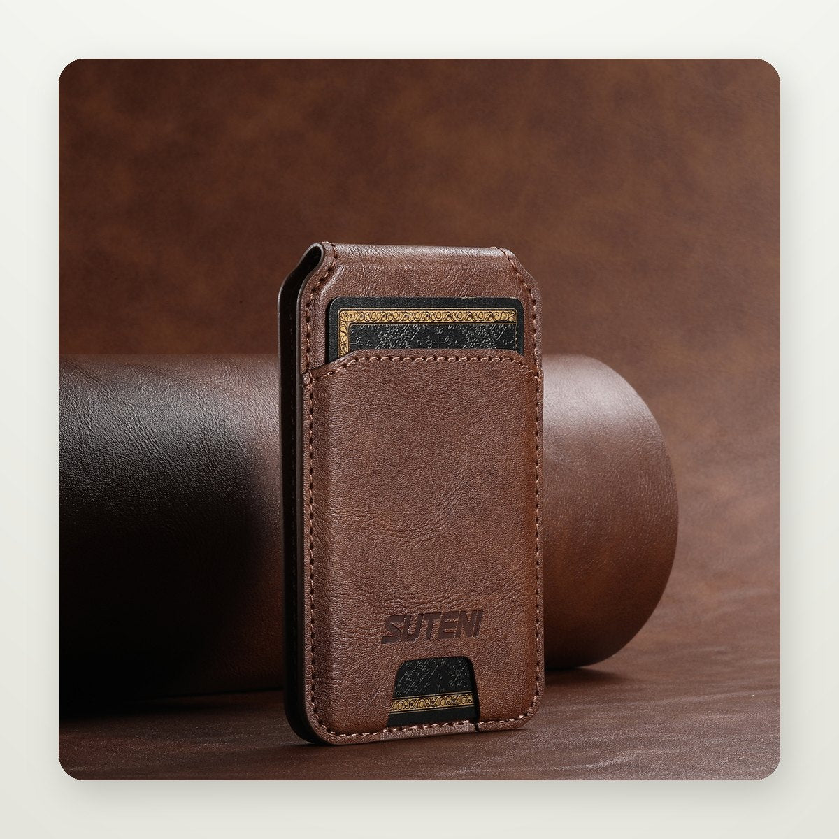 Faux Leather MagSafe Card Wallet with Stand