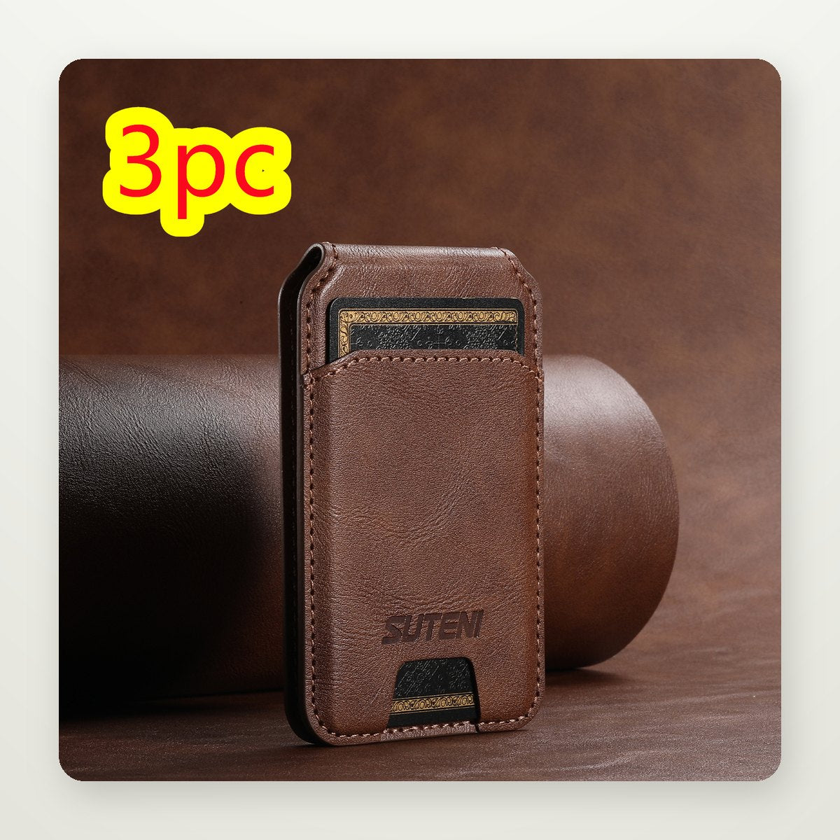 Faux Leather MagSafe Card Wallet with Stand