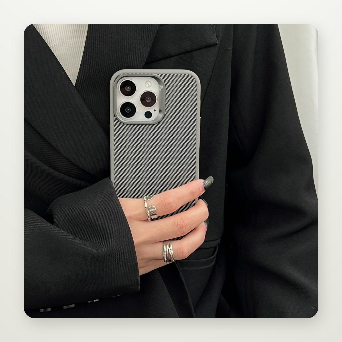Carbon Texture Frosted Hard Case for iPhone 12–17 & Air