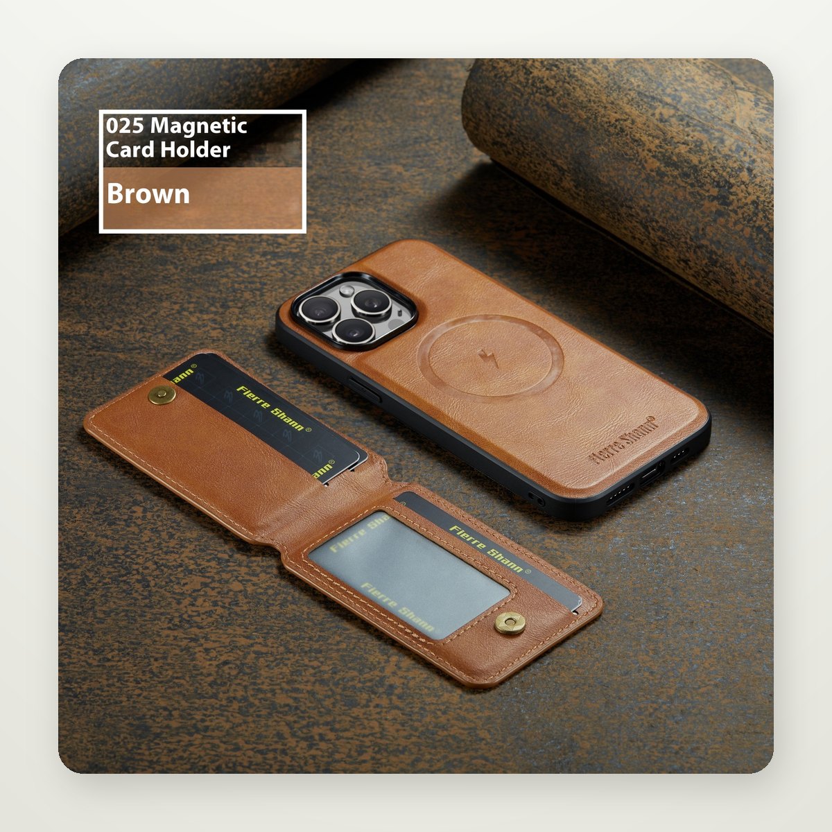 Card Slot Kickstand Magnetic Faux Leather Case for Galaxy S22–S25