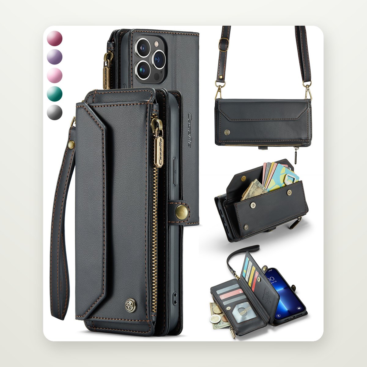 Leather-Look Wallet Stand Magnetic Case for Galaxy S25 Ultra