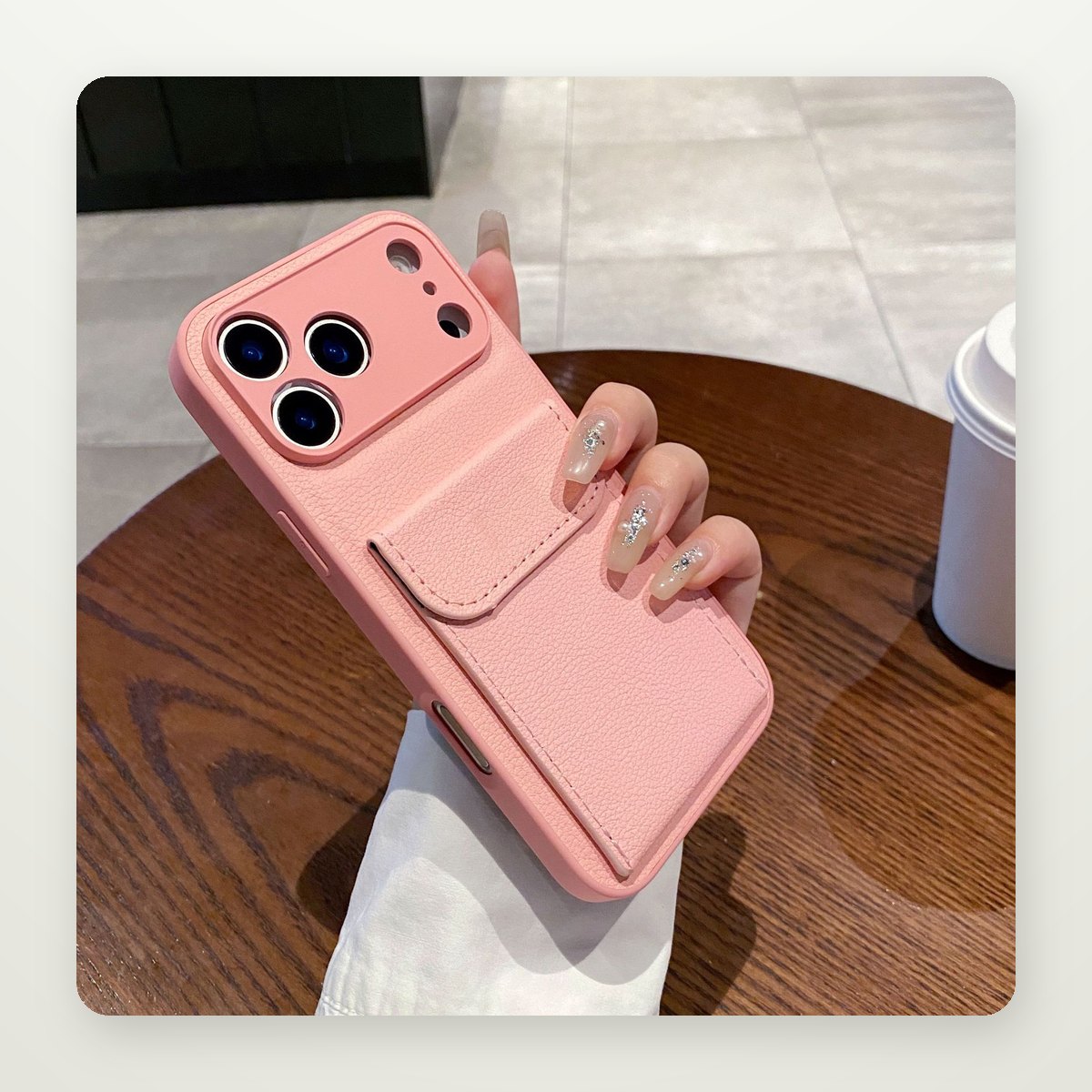 Faux Leather Card Holder Case for iPhone 14–17