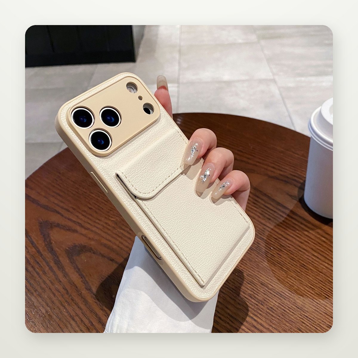 Faux Leather Card Holder Case for iPhone 14–17