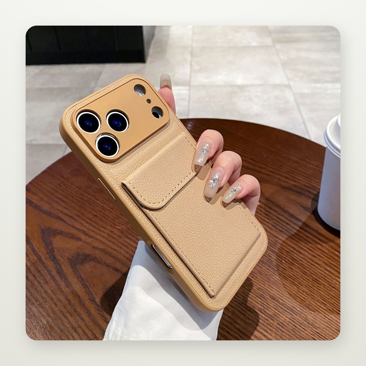 Faux Leather Card Holder Case for iPhone 14–17