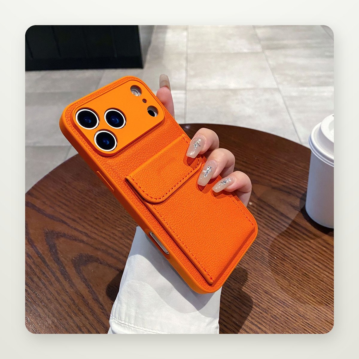 Faux Leather Card Holder Case for iPhone 14–17