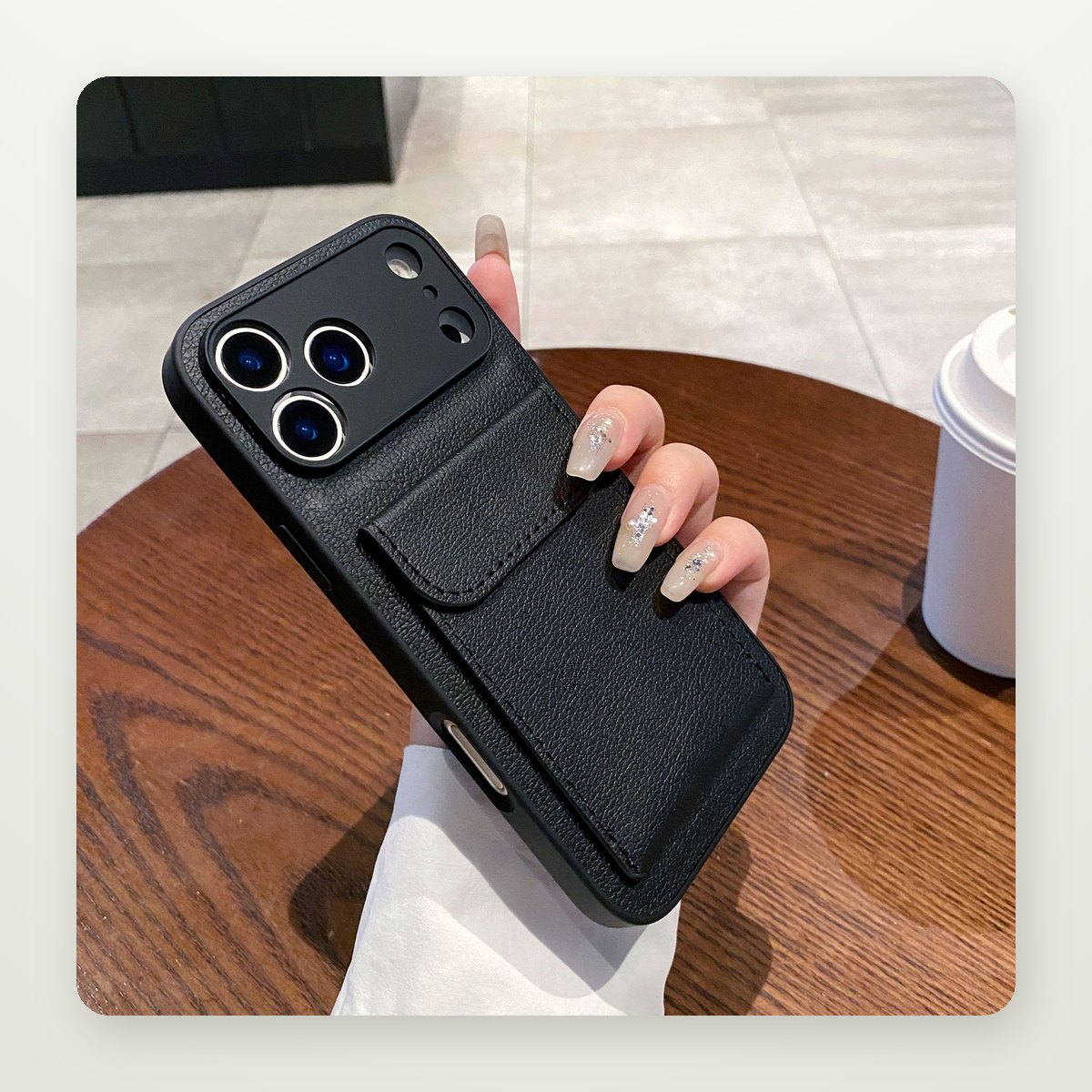 Faux Leather Card Holder Case for iPhone 14–17