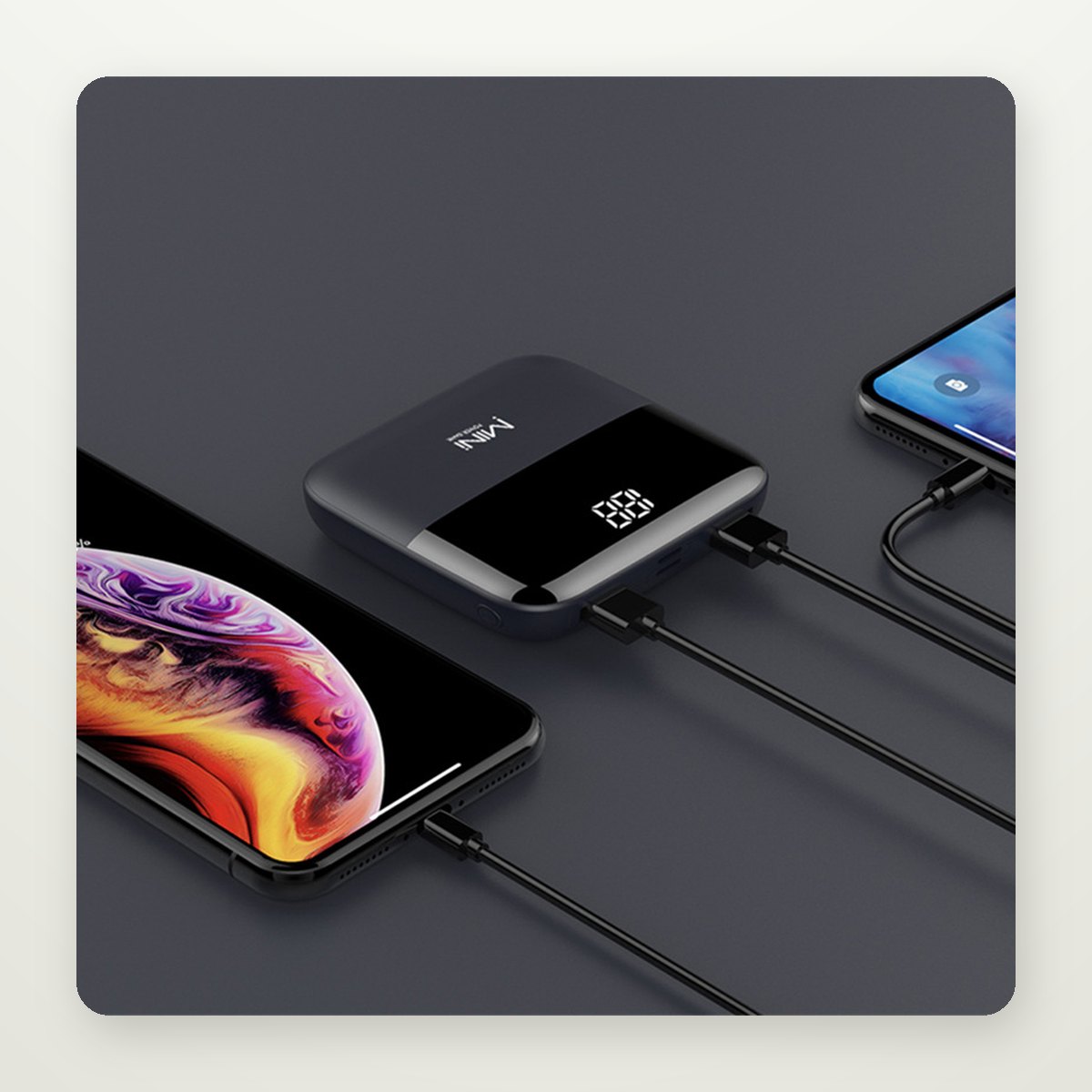 Compact 10,000mAh Power Bank with Display