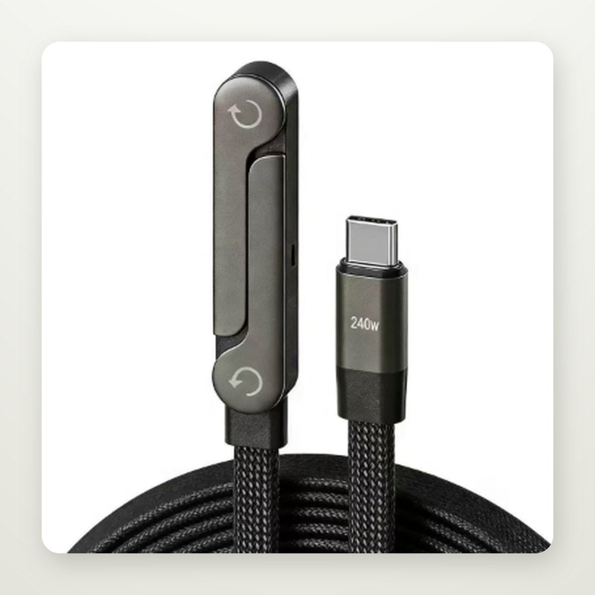 240W Braided USB-C Cable with Foldable Stand