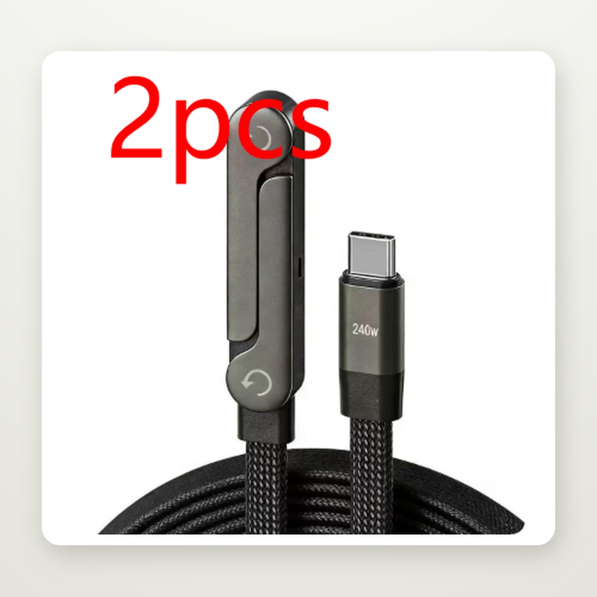 240W Braided USB-C Cable with Foldable Stand