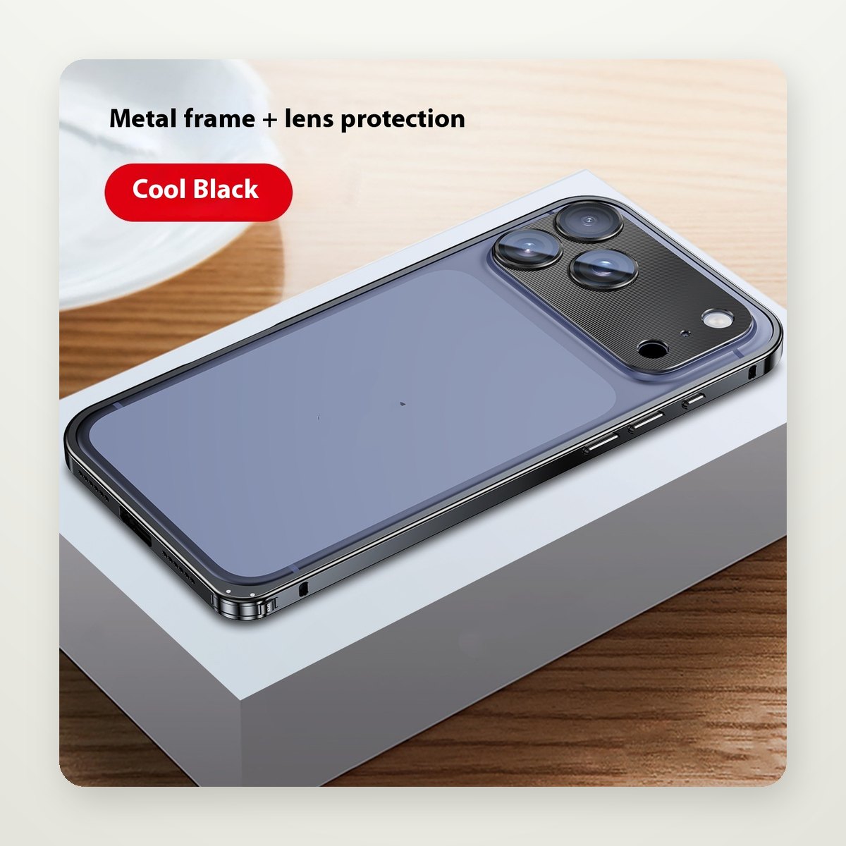 CNC Aluminum Frame Case with Lens Guard for iPhone 13–17