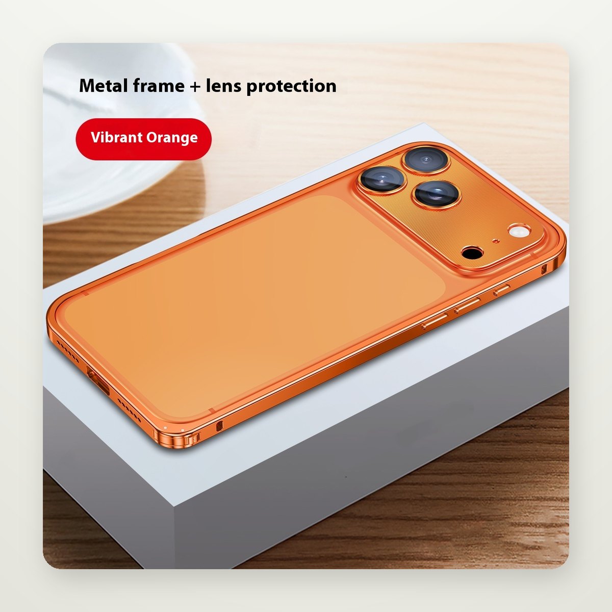 CNC Aluminum Frame Case with Lens Guard for iPhone 13–17