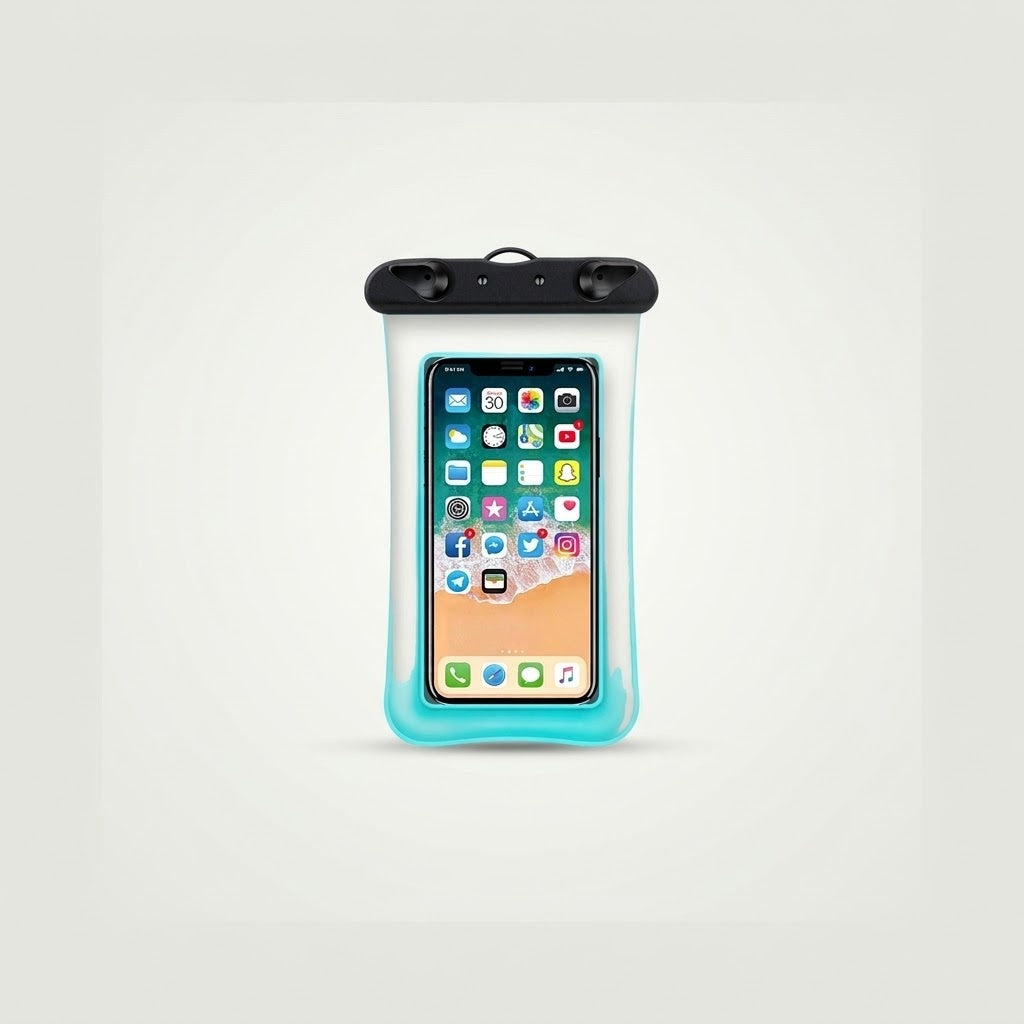 Waterproof phone pouch, aqua blue
