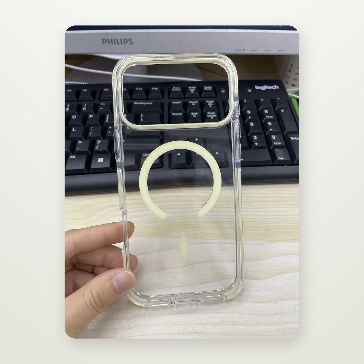 Ice-Crystal Clear Dual-Tone Magnetic Case for iPhone 15–17
