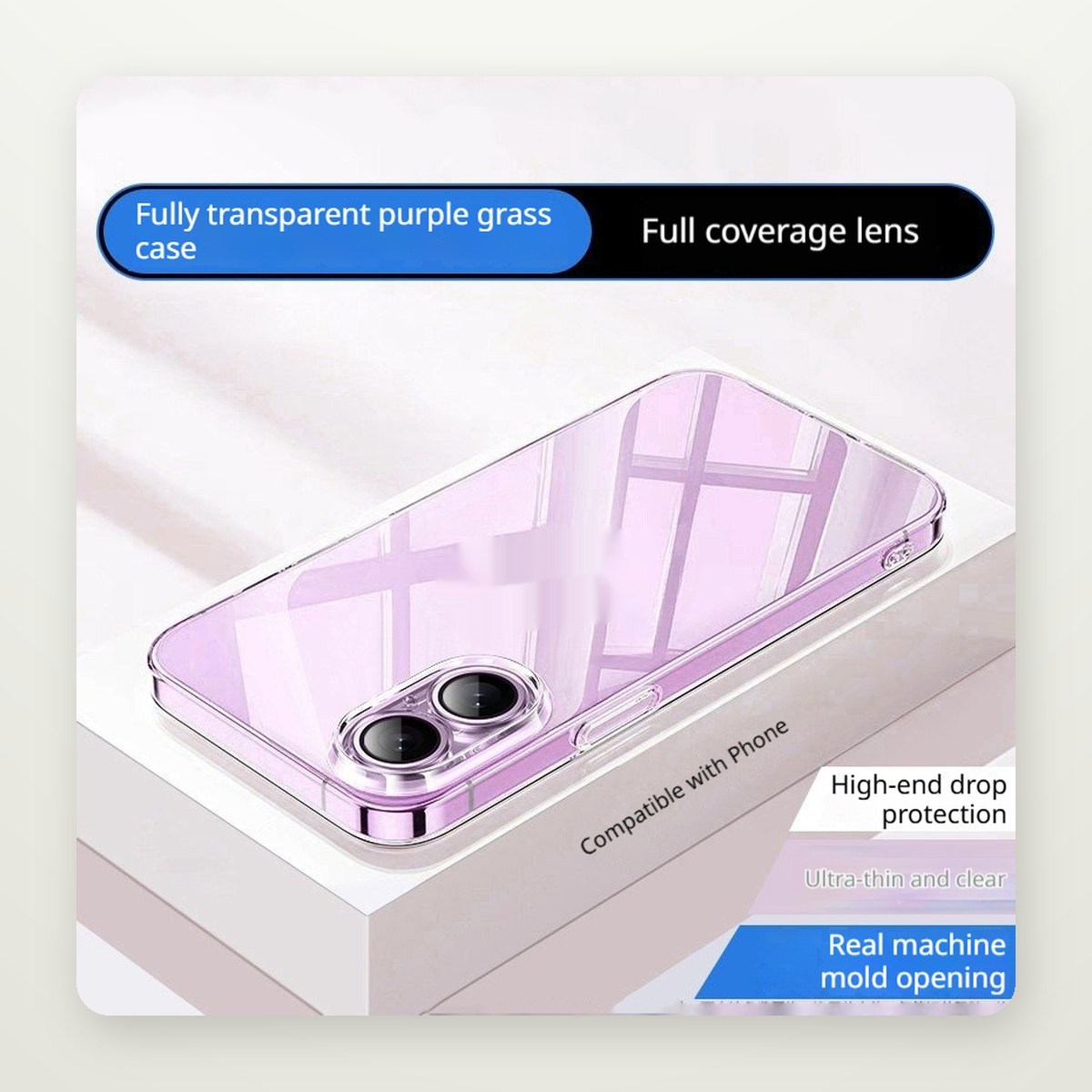 Clear Non-Slip Case with Color Frame for iPhone 15–17
