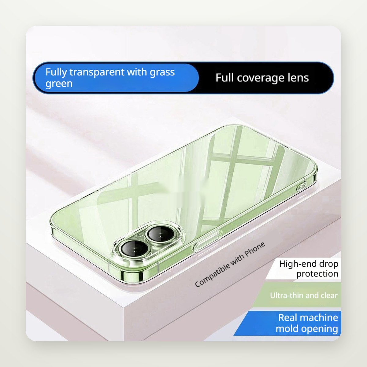 Clear Non-Slip Case with Color Frame for iPhone 15–17
