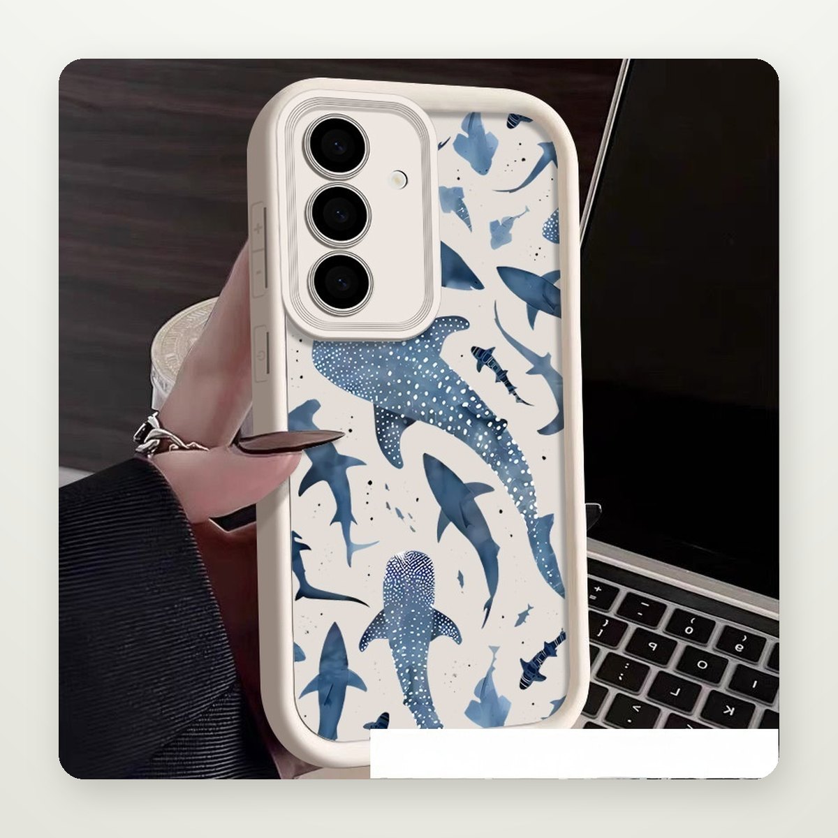 Shark Print Silicone Case for Galaxy S21–S25