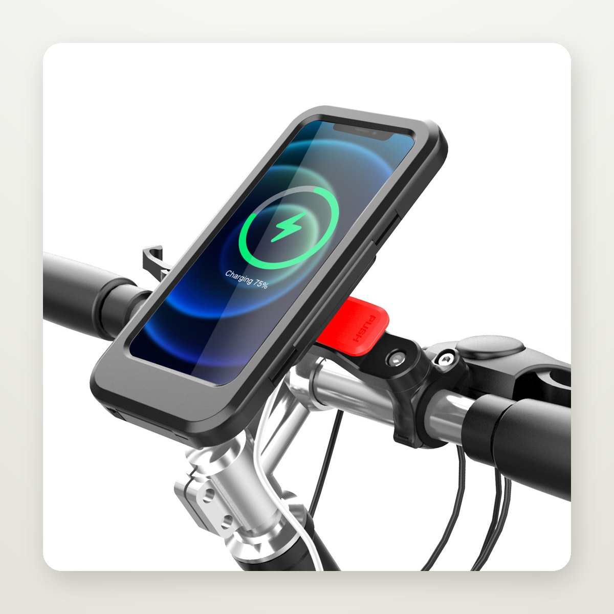 Waterproof Motorcycle Phone Mount with 15W Charging