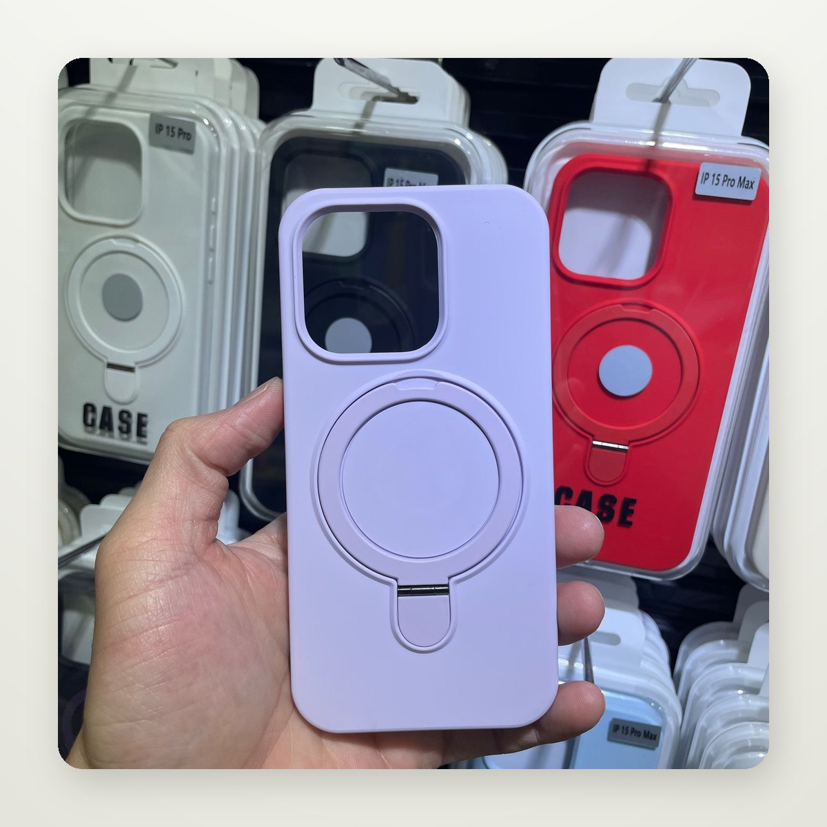 Liquid Silicone Magnetic Case with Ring Stand for iPhone 13–17