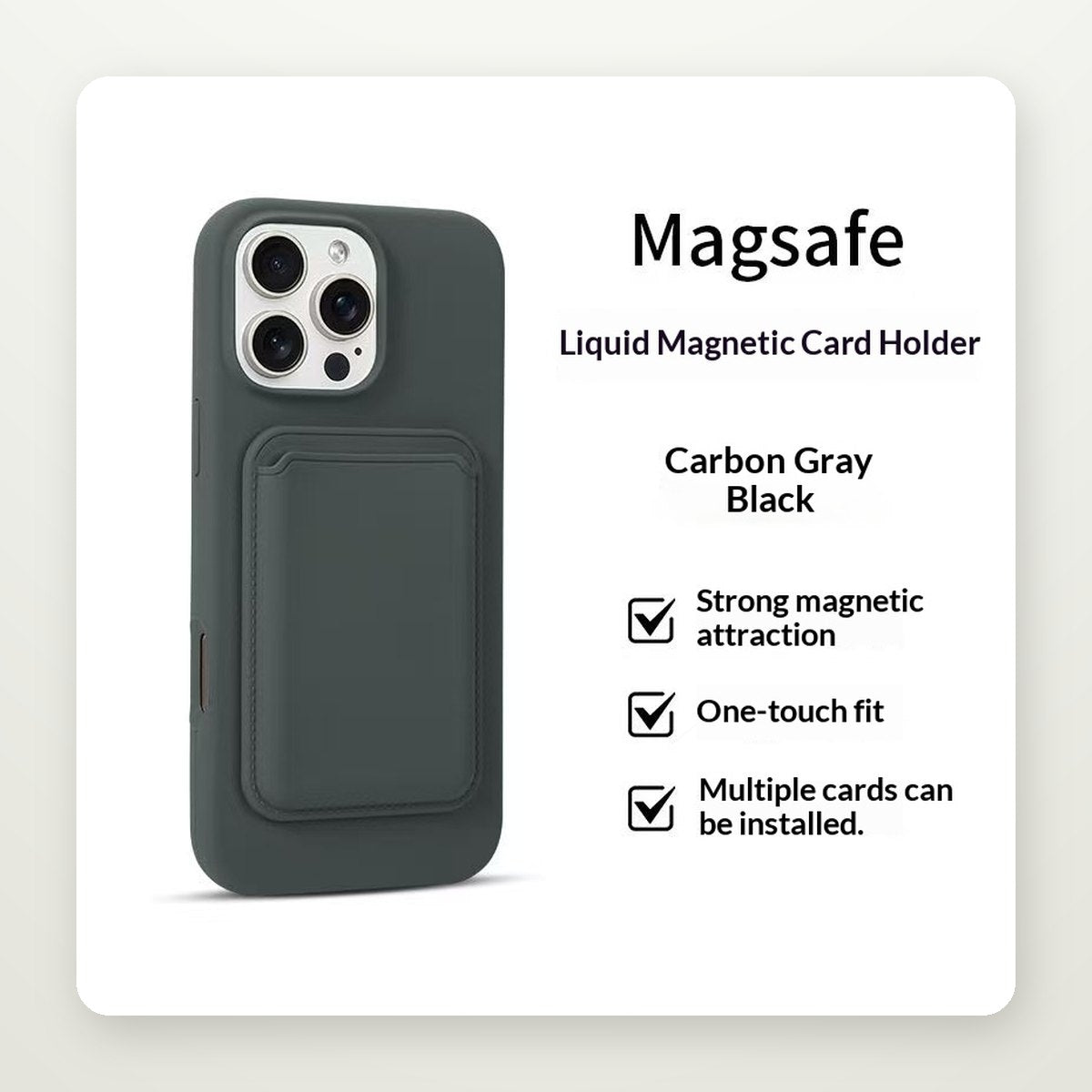 Silicone Magnetic Case with Card Holder for iPhone 11–17