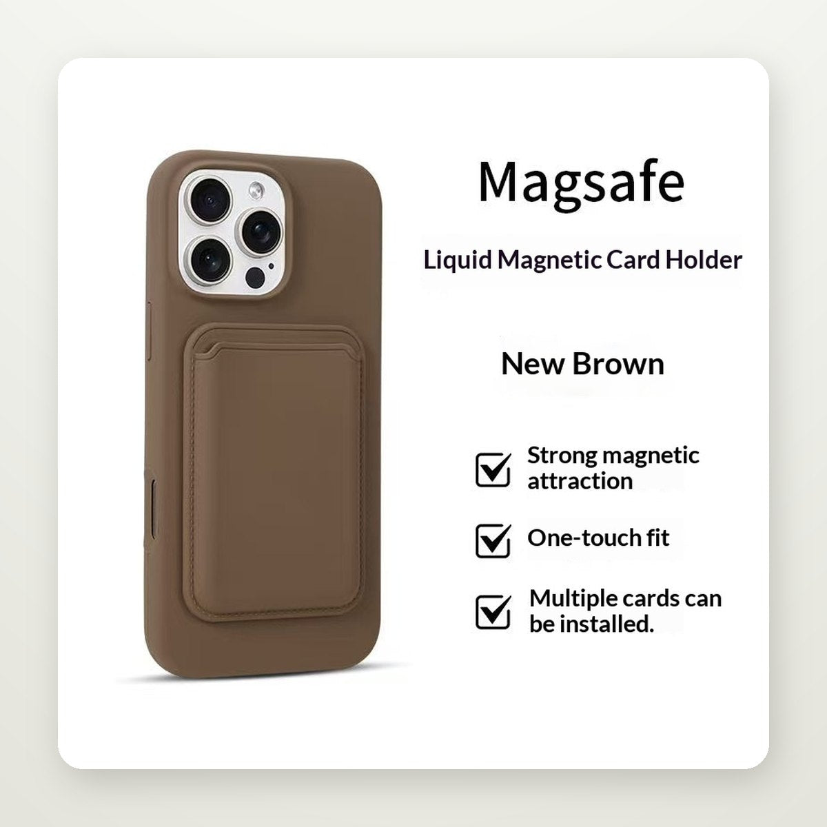 Silicone Magnetic Case with Card Holder for iPhone 11–17