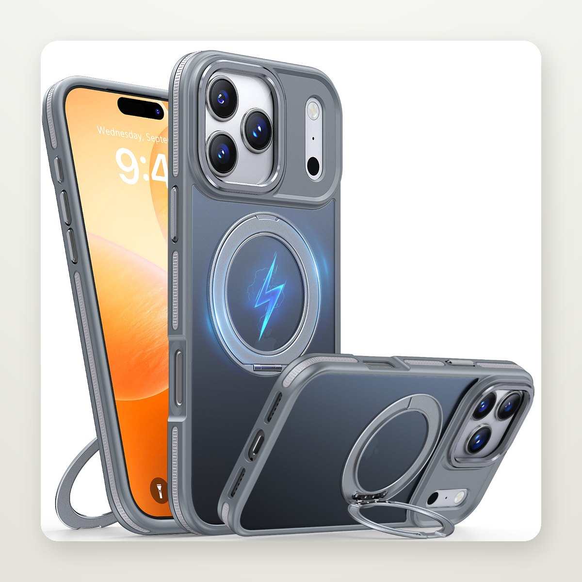 Geometric Magnetic Kickstand Case for iPhone 16–17