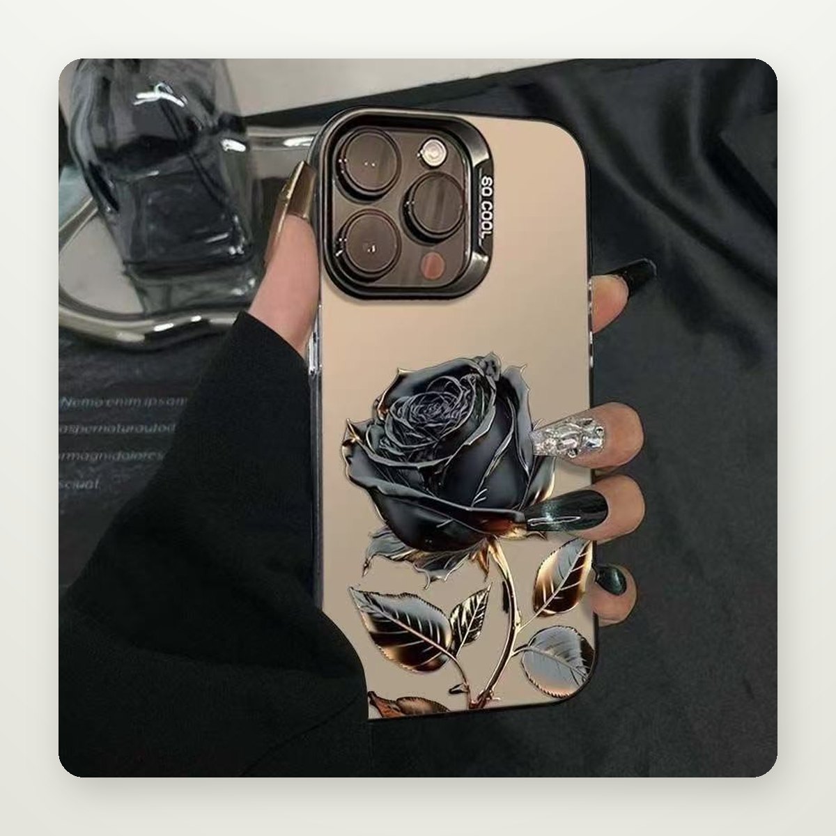 Black Gold Rose Electroplated Case for iPhone 11–17