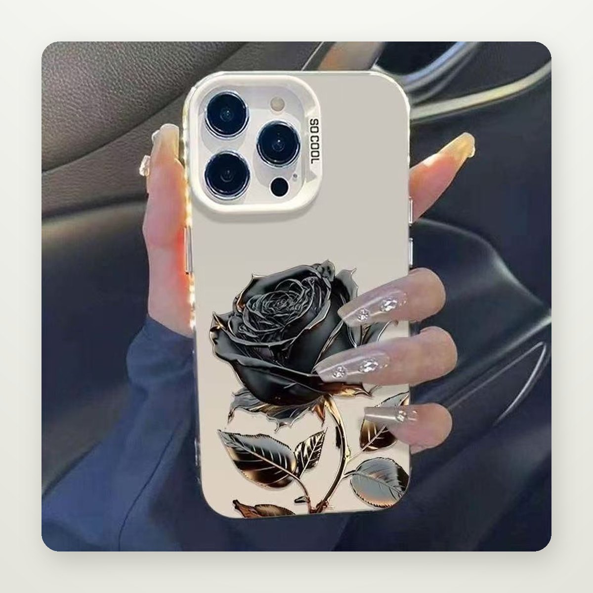 Black Gold Rose Electroplated Case for iPhone 11–17