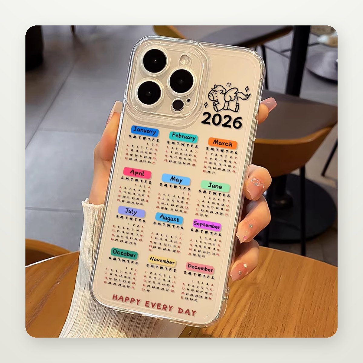 Desk Calendar Print Clear Case for iPhone 11–17