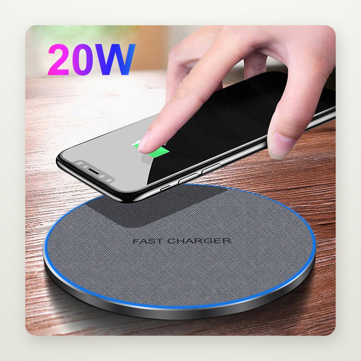 20W Fabric-Top Wireless Charging Pad