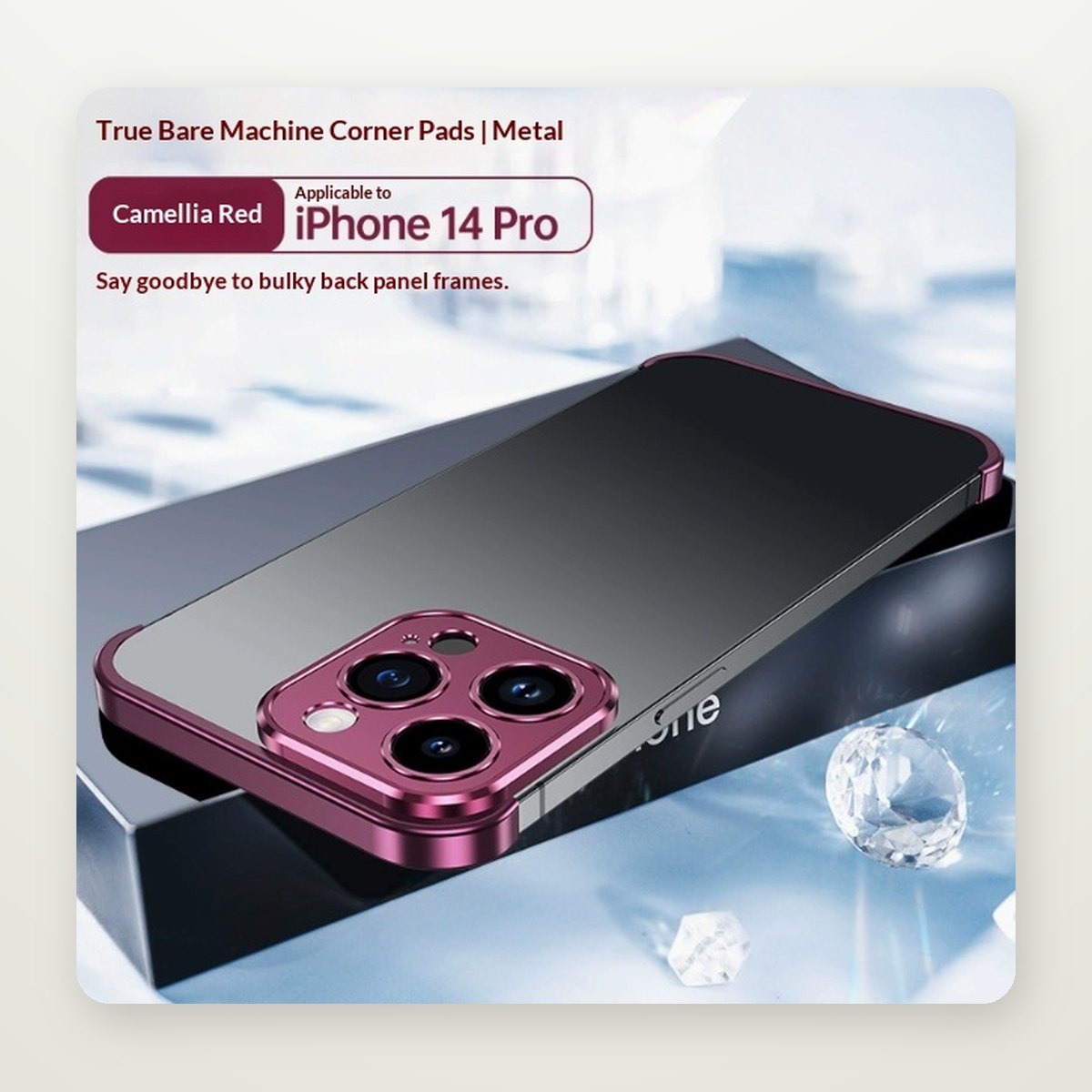 Frameless Metal Corner Bumper for iPhone 15–17 & Air