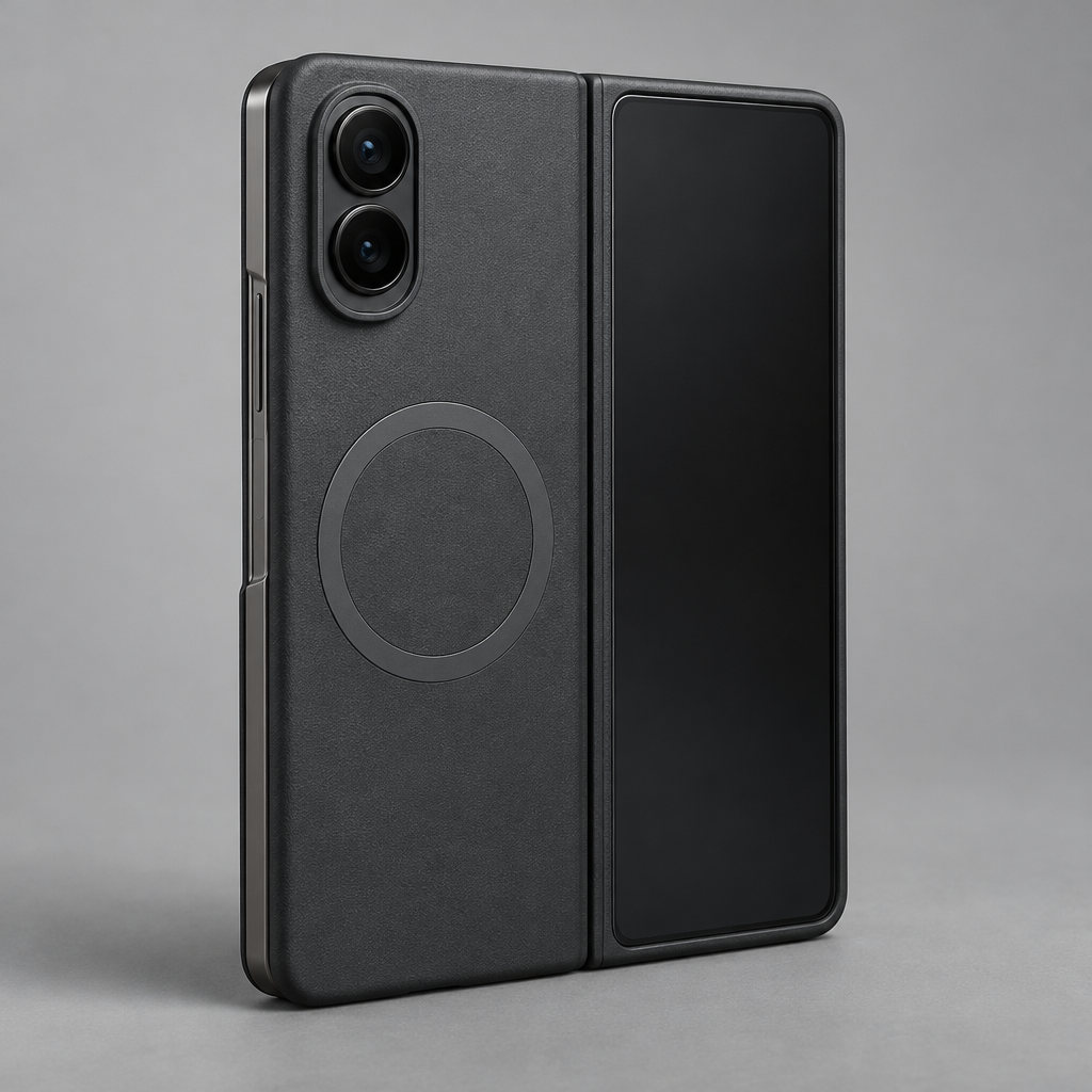 Matte Magnetic Case – iPhone Duo — back view with foldable device