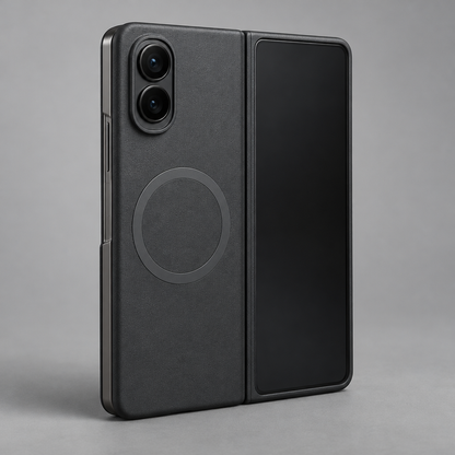 Matte Magnetic Case – iPhone Duo — back view with foldable device