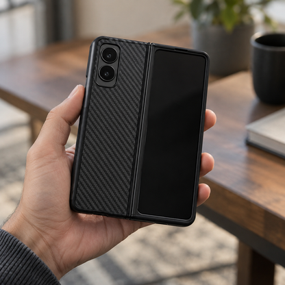 Business Carbon Screen-Guard Case – iPhone Duo — in hand