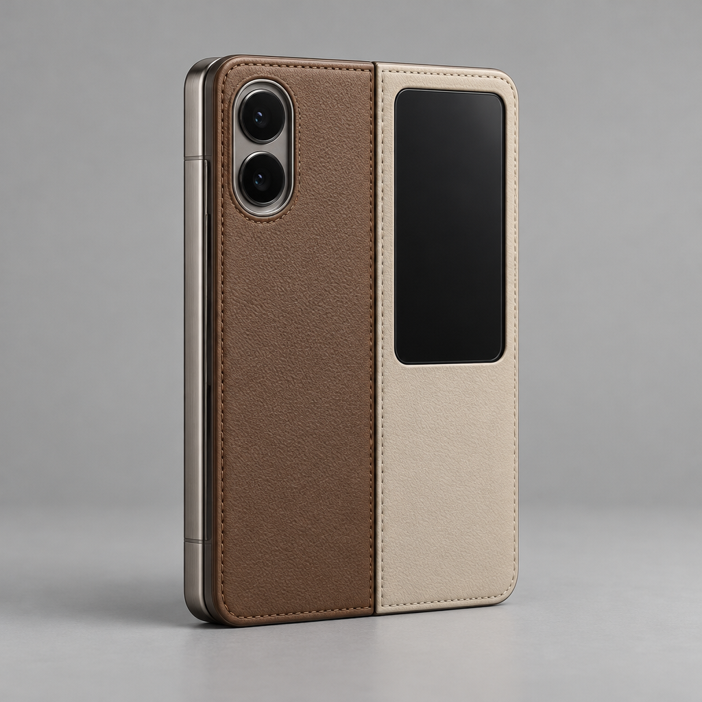 Colourblock Leather Case – iPhone Duo — back view