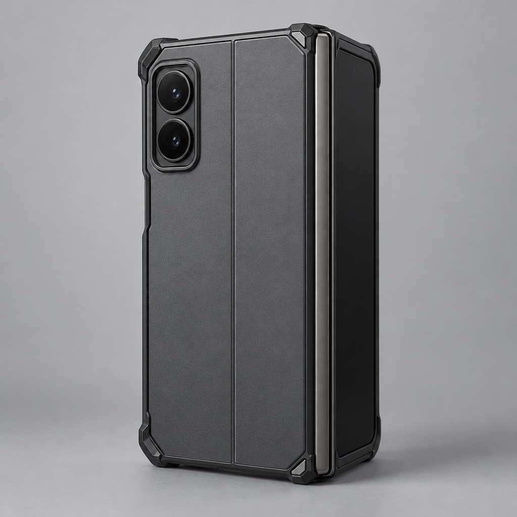 AG Matte Armor Case – iPhone Duo — back view with foldable device