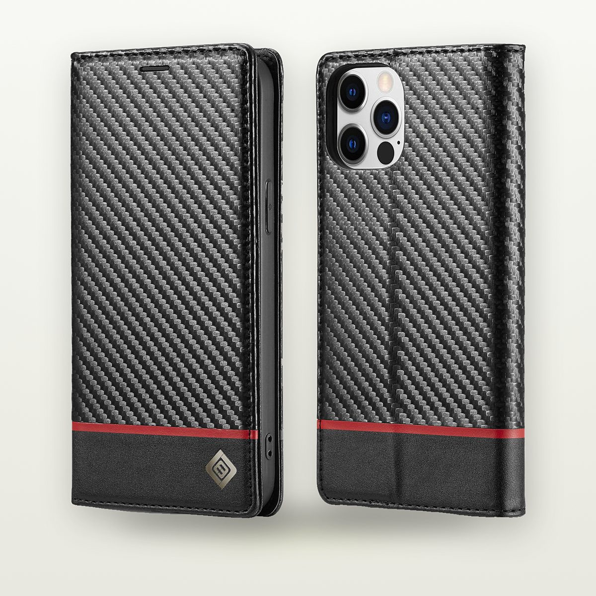 Carbon & Leather Flip MagSafe Case for iPhone 11–16 — GripLux (4)