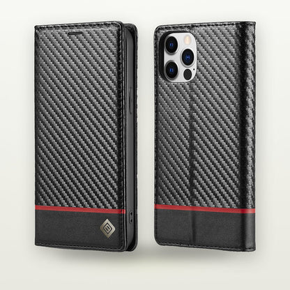 Carbon & Leather Flip MagSafe Case for iPhone 11–16 — GripLux (4)