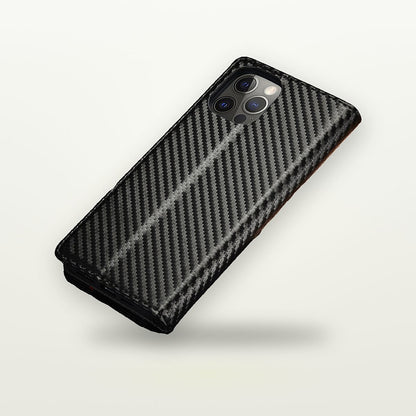 Carbon & Leather Flip MagSafe Case for iPhone 11–16 — GripLux (6)